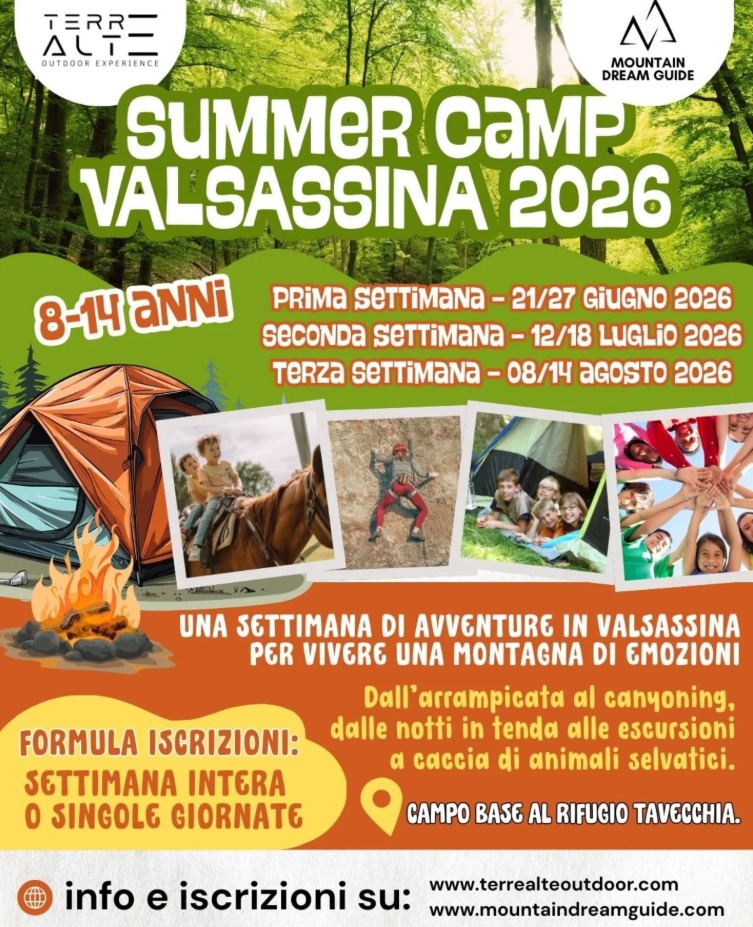 Aperte le iscrizioni per il Summer Camp 2026 in Valsassina
