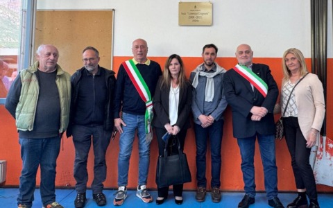 Cerimonia di intitolazione della sala allenamenti della Canottieri Pescate a Lorenzo Grignani