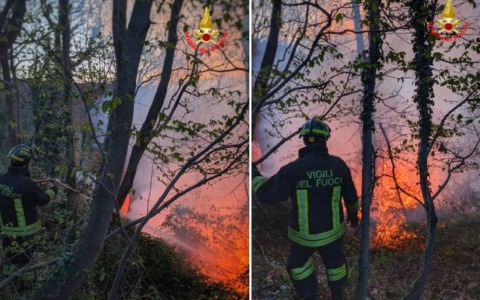 Incendio riacceso nei boschi di Santa Maria Hoè
