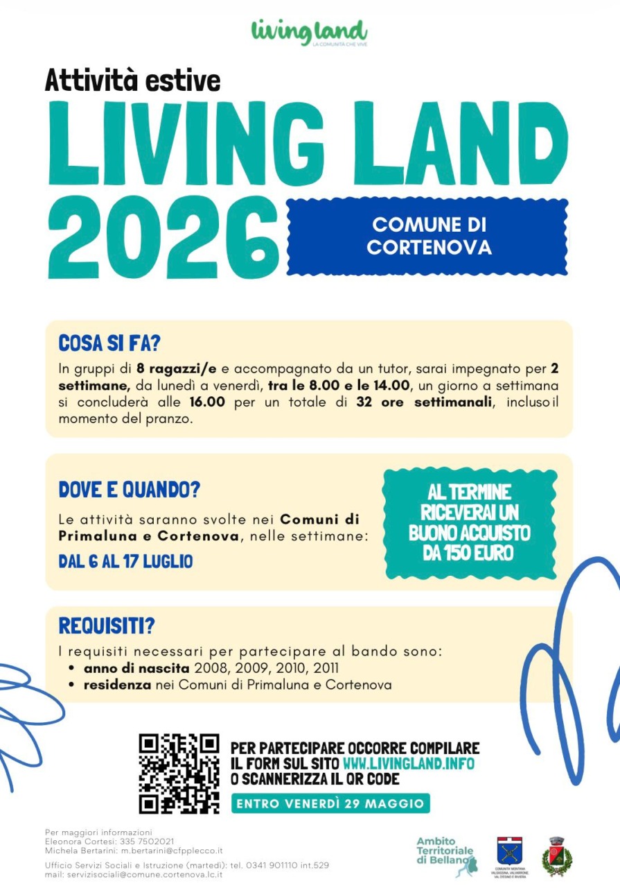 Cortenova: al via il progetto Living Land per i giovani