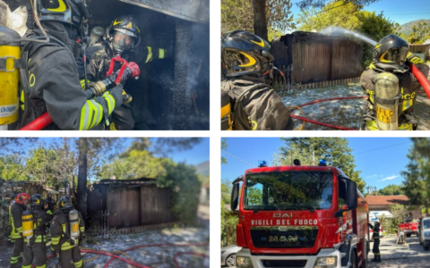 Incendio a Oggiono, intervento dei Vigili del Fuoco in via Dante