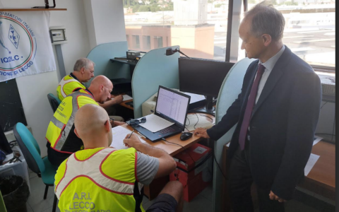 Maxi esercitazione della Rete Zamberletti alla Prefettura di Lecco con attivazione delle comunicazioni radio