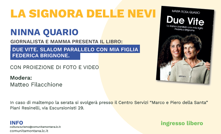 Ninna Quario presenta “Due vite” ai Resinelli