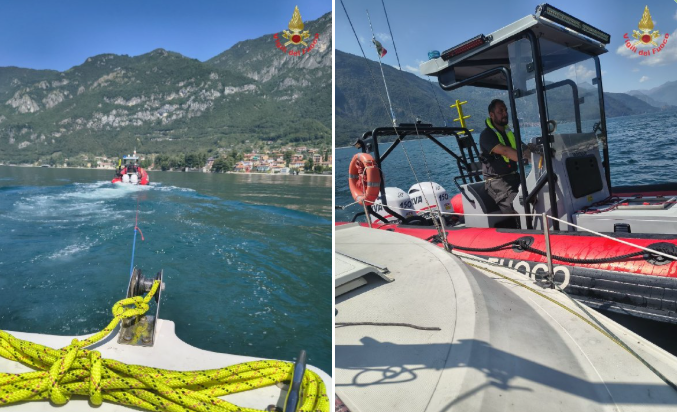 Mandello del Lario, i Vigili del Fuoco soccorrono due imbarcazioni in difficoltà